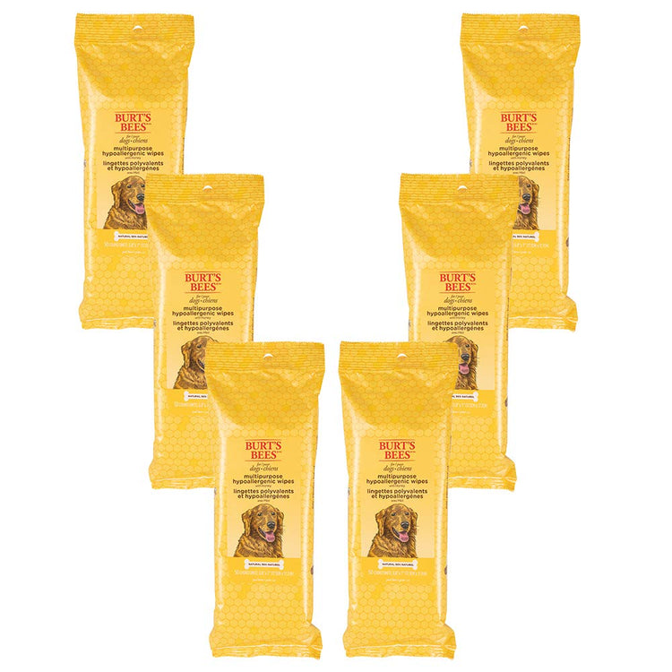 Burt's Bees for Pets Honey Multipurpose Dog Grooming Wipes, Gentle Hypoallergenic Spot Cleaning Sheets, pH Balanced Natural Origin Formula for Paws, Face and Butt, 50 Count