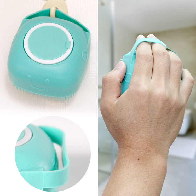 Pet Bath Brush Dog Baths Brush Shampoo Dispenser Soft Silicone Dog Bathing Brushes Dogs Shampoo Brushes scrubbers for Cats and Dogs Shower Brush Grooming (Pink)
