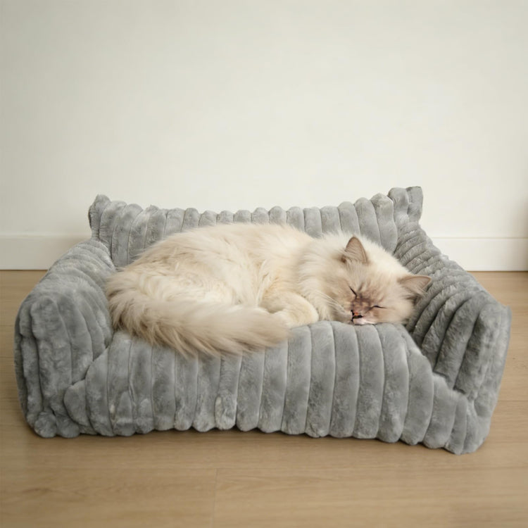 Cat Couch for Pets - Cute Cat Beds for Indoor Cats with Removable Cover, Washable Soft Corduroy Plush, Fluffy Supportive Pet Sofa Chair for Small Dog & Cats, 30 inch Brown