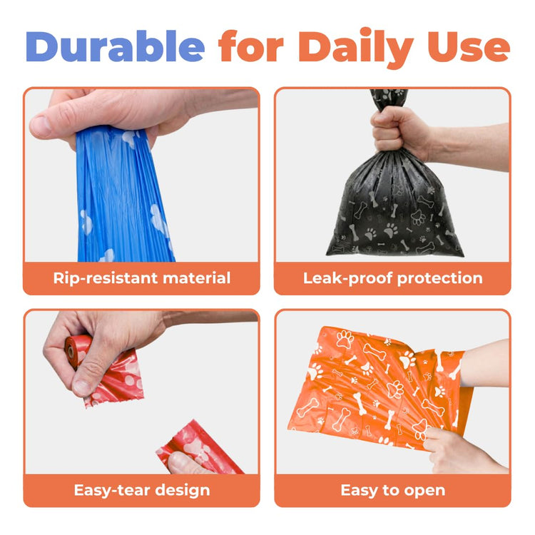 Best Pet Supplies Dog Poop Bags for Waste Refuse Cleanup, Doggy Roll Replacements for Outdoor Puppy Walking and Travel, Leak Proof and Tear Resistant, Thick Plastic - Assorted, 150 Bags