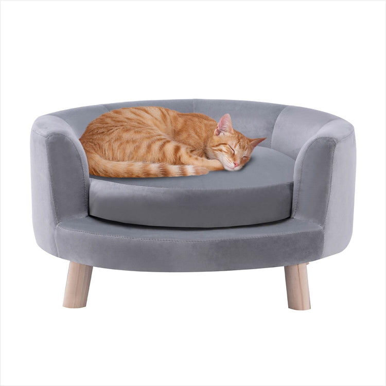 CRITTER SITTERS 33” Faux Suede Ped Bed in Brown, Durable Washable Sofa Couch for Small & Medium Cats & Dogs, Must Have Accessory for Yorkies, Shih Tzus & Frenchies, Kitten & Puppy Essential Furniture