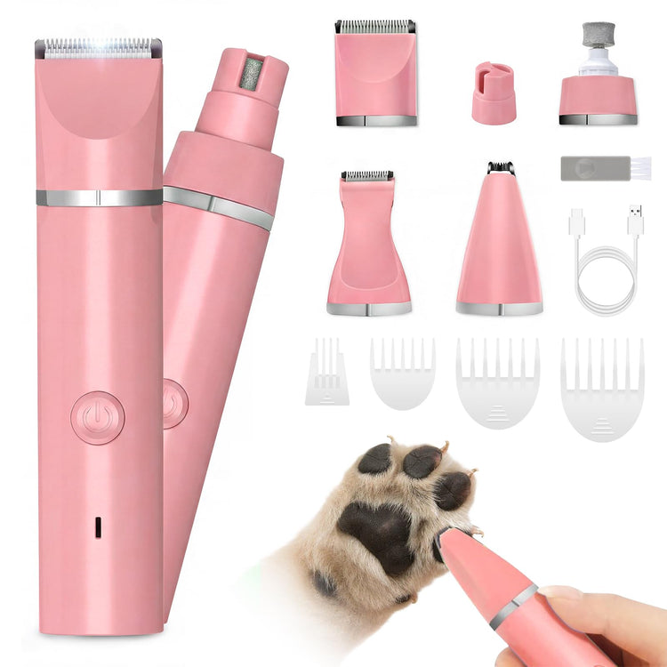 Veeconn Dog Clippers Grooming Kit Hair Clipper-Low Noise Paw Trimmer- Rechargeable - Cordless Quiet Nail Grinder Shaver for Cats and Other Pets