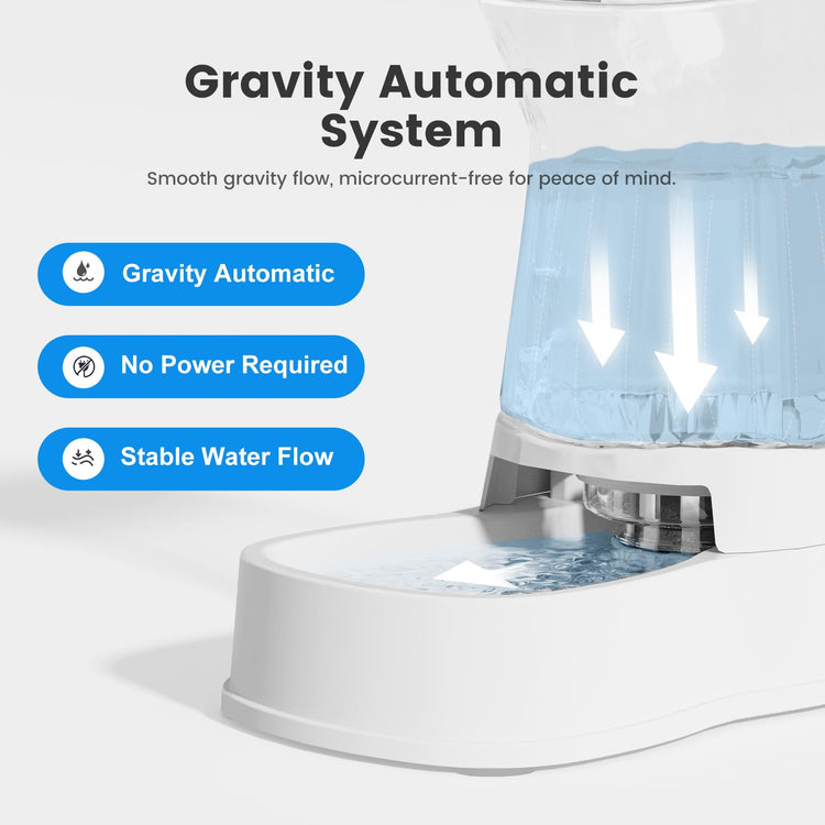 Gardner Pet Automatic Dog Water Dispenser Gravity Stainless Steel Water Waterer Feeder, 100% BPA-Free Large Capacity Water Feeding Bowls for Medium & Large-Sized Dogs Cats Other Pets -(1 Gallon)