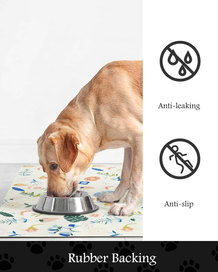 PADOOR Pet Feeding Mat-Absorbent Dog Mat for Food and Water Bowl-No Stains Easy Clean Dog Food Mat-Quick Dry Water Dispenser-Puppy Supplies Accessories