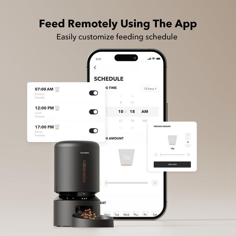PETLIBRO Automatic Cat Feeder with Camera, 1080P HD & Night Vision, 5GHz/2.4GHz WiFi & Cam Smart Pet Feeder with App Control, 2-Way Audio, Motion Alerts for Cats & Dogs, Stainless Steel Single Tray