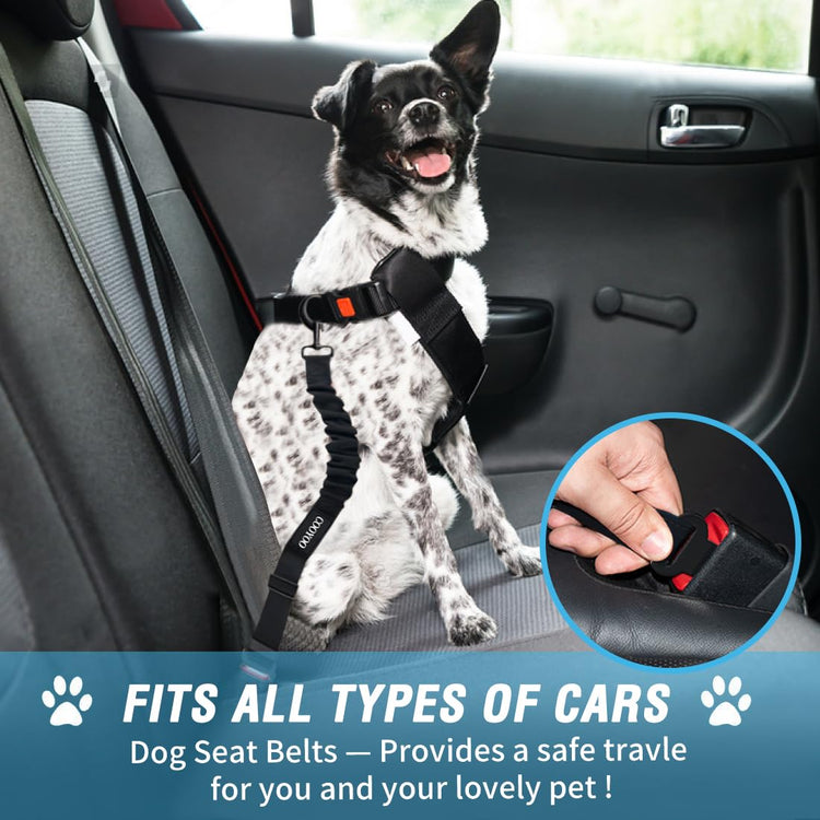 COOYOO Dog Seat Belt, Durability Retractable Dog Car Harness Adjustable Dog Seat Belt for Vehicle Nylon Pet Safety Seat Belts Heavy Duty & Elastic (1 Pack Black)