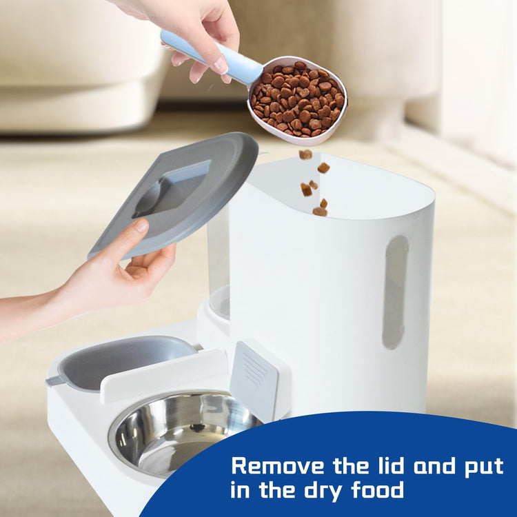 2 in 1 Automatic Cat Feeder & Water Dispenser,Gravity Pet Feeder Stainless Steel Food Water Bowl All-in-One Large Capacity Self Feeding for Cats Dogs Small Medium Pets(Green)