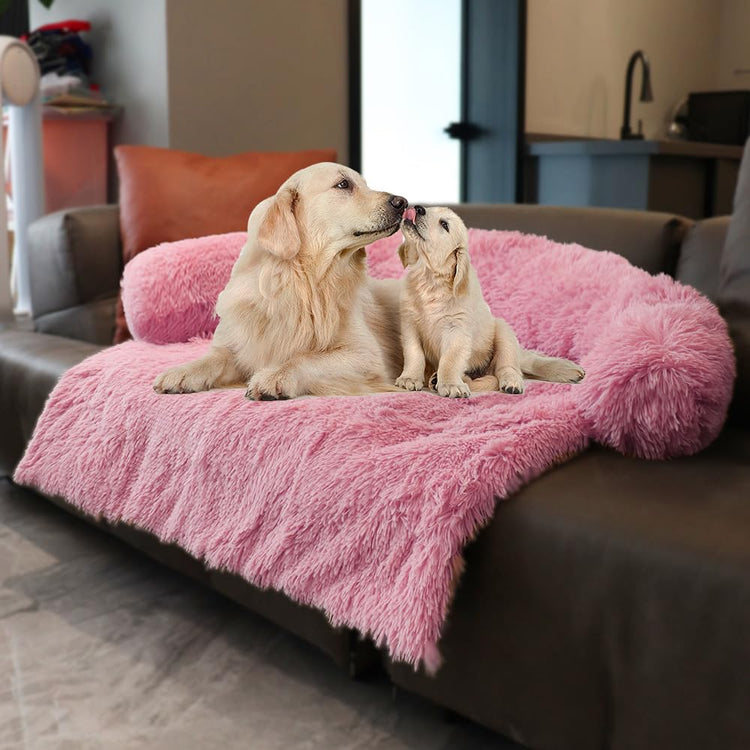 Calming Dogs/Cats Bed Mats, Dog Pad Washable Removable Couch Cover, Plush Long Fur Mat for Pets, Waterproof Lining, Perfect for Small, Medium and Large Dogs and Cats (Gradient Gray, 36"x31")