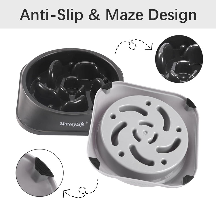MateeyLife Slow Feeder Dog Bowls 2PCS, Anti-Choking Puzzle Dog Food Bowls, Anti-Slip Interactive Feeding Slow Down Eating, Bloat Stop Maze Dishes for Medium Breeds