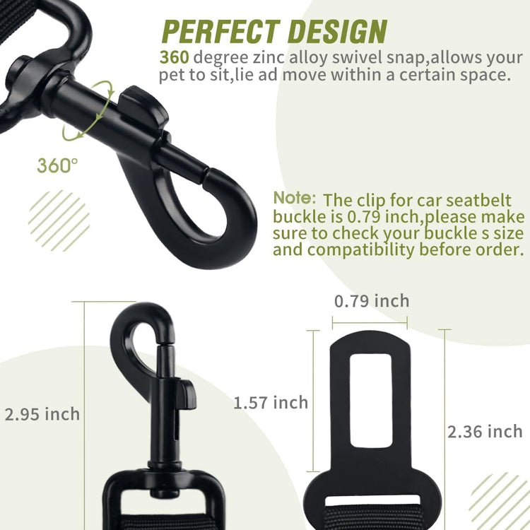 COOYOO Dog Seat Belt, Durability Retractable Dog Car Harness Adjustable Dog Seat Belt for Vehicle Nylon Pet Safety Seat Belts Heavy Duty & Elastic (1 Pack Black)