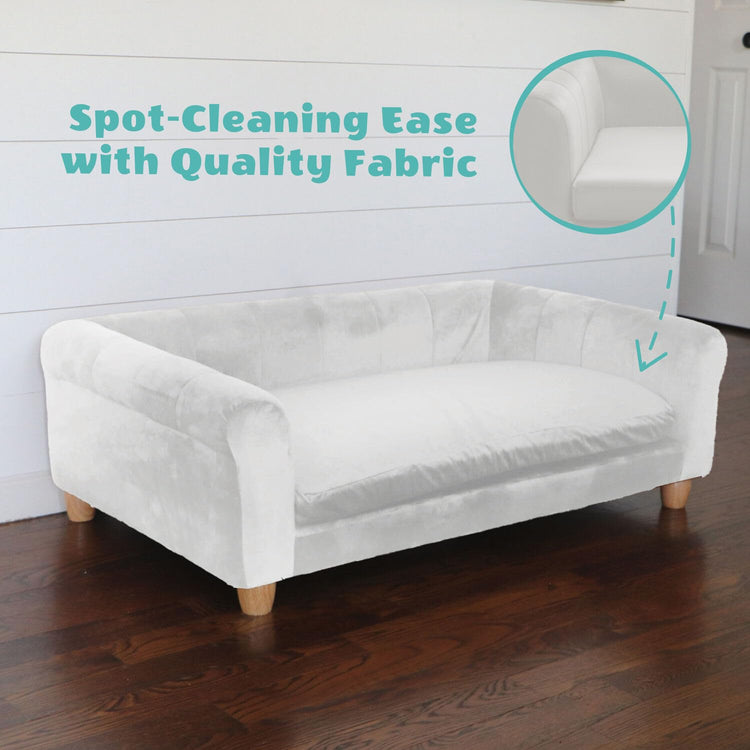 CRITTER SITTERS 33” Faux Suede Ped Bed in Brown, Durable Washable Sofa Couch for Small & Medium Cats & Dogs, Must Have Accessory for Yorkies, Shih Tzus & Frenchies, Kitten & Puppy Essential Furniture
