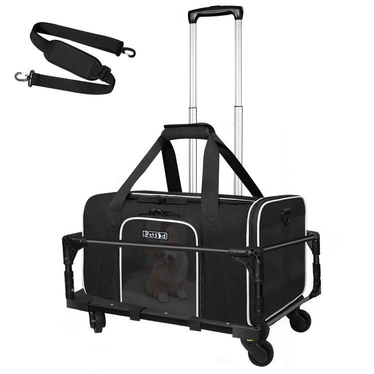 Petskd Pet Carrier 17x11x9.5 Alaska Airline Approved,Pet Travel Carrier Bag for Small Cats and Dogs, Soft Dog Carrier for 1-10 LBS Pets,Dog Cat Carrier with Safety Lock Zipper(Black)