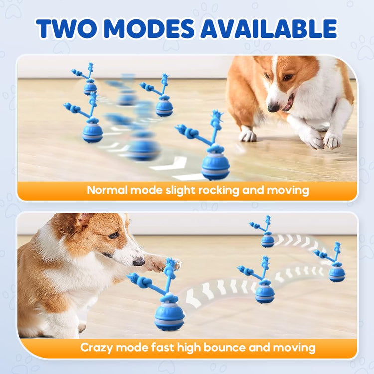 Dog Ball Toy Tail 2.0 Dog Toy, 2025 New Smart Interactive Cats Toys Ball, Squeaky Toy Electric Automatic Rolling Moving Pet Toy Balls with Rope for Cats and Medium Small Dogs Puppy (Blue, 1pcs)