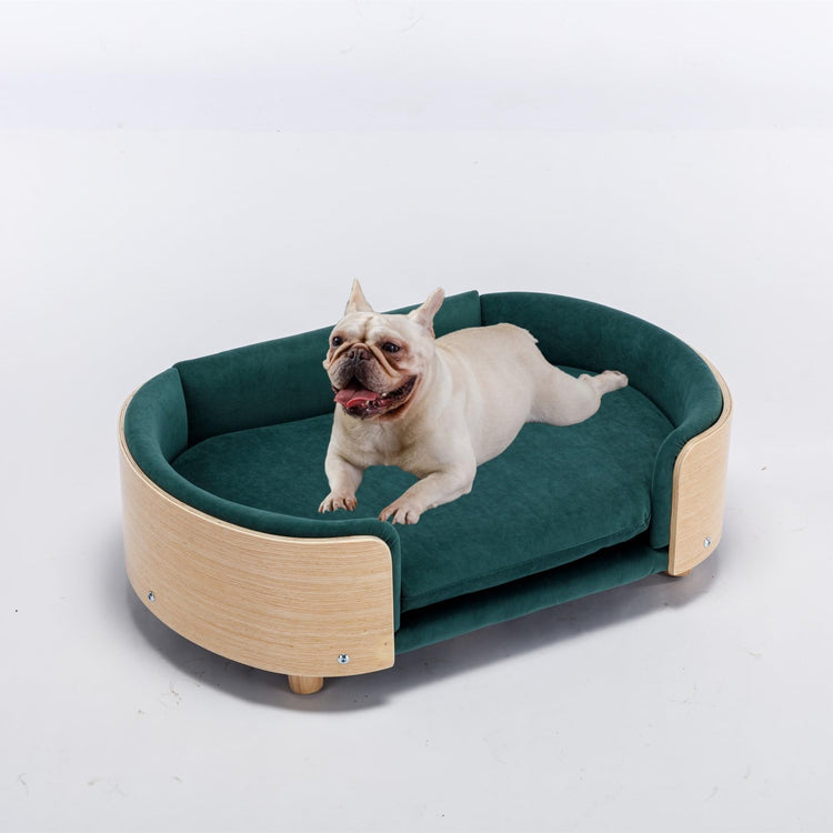 Dog Sofa, Dog Beds with Removable Cushion Pet Sofa with Solid Wood Legs and Bent Wood Back Dog Couch for Dogs and Cat-Small Light Grey
