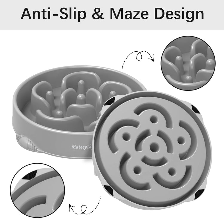 MateeyLife Slow Feeder Dog Bowls 2PCS, Anti-Choking Puzzle Dog Food Bowls, Anti-Slip Interactive Feeding Slow Down Eating, Bloat Stop Maze Dishes for Medium Breeds