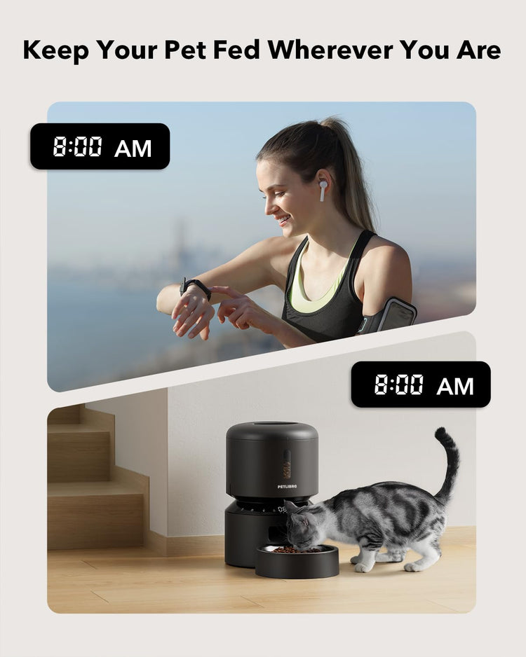 PETLIBRO Automatic Cat Feeder with Camera, 1080P HD & Night Vision, 5GHz/2.4GHz WiFi & Cam Smart Pet Feeder with App Control, 2-Way Audio, Motion Alerts for Cats & Dogs, Stainless Steel Single Tray