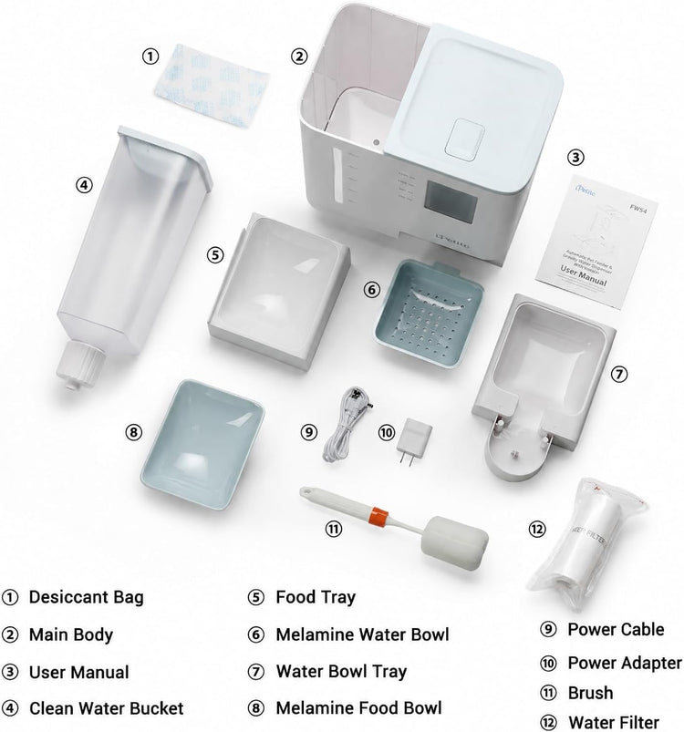 iPettie FW54 5G/2.4GHz WiFi Automatic Feeder and Waterer 2-in-1 Set for Pets, 300 oz Large Capacity for 2 Weeks, Perfect for Working Parents