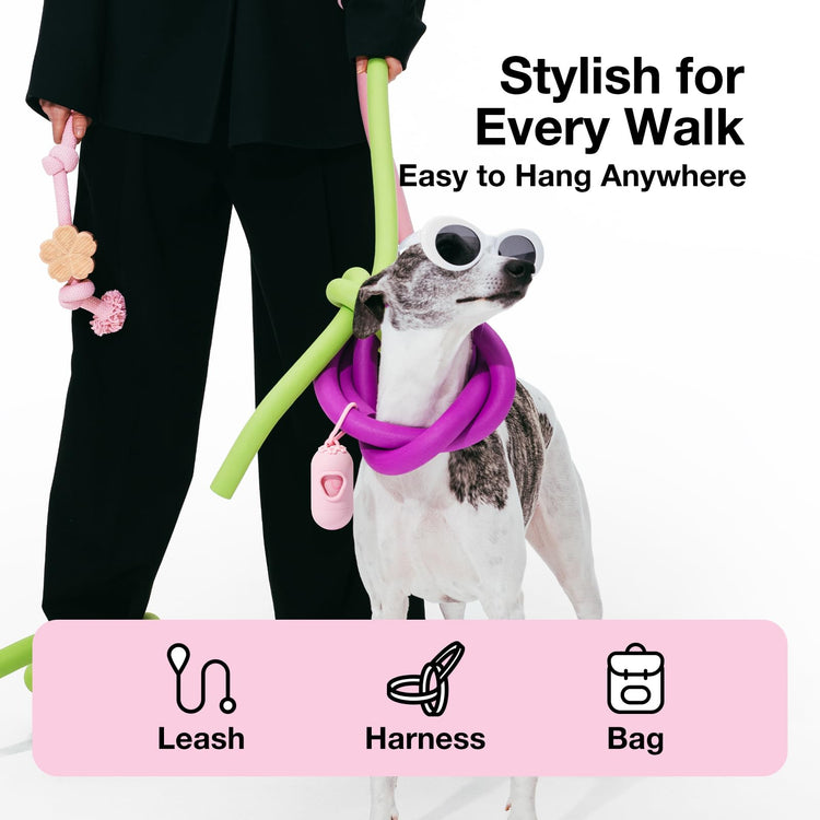 VETRESKA Dog Poop Bag Dispenser with Cherry Blossom Scented Poop Bags, Leak Proof and Extra Thick Pet Waste Bags, 1 Poop Bag Holder and 105 Bags for Dog Walking and Cats Litter, Pink
