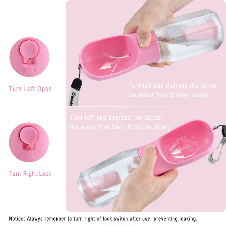 Cibaabo Dog Water Bottle with Food Container & Poop Bag Holder, Travel Water Bowl, Portable Pet Dispenser, Dog Gifts Stuff Accessories Items, Puppy Essentials for Yorkie Chihuahua Walking Hiking