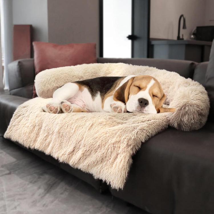 Calming Dogs/Cats Bed Mats, Dog Pad Washable Removable Couch Cover, Plush Long Fur Mat for Pets, Waterproof Lining, Perfect for Small, Medium and Large Dogs and Cats (Gradient Gray, 36"x31")