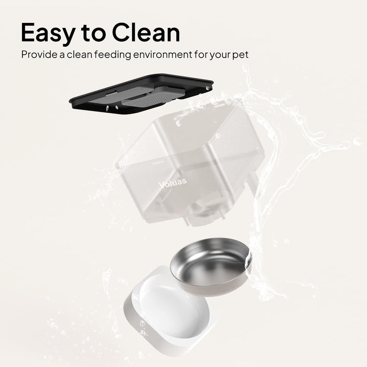 VOLUAS Automatic Cat Feeders - Timed Pet Feeder for Cats and Dogs with Dry Food Dispenser, Desiccant Bag, Programmable Portion Control, 4 Daily Meals, 10s Voice Recorder