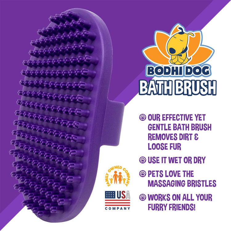 Bodhi Dog Shampoo Brush - Pet Grooming & Bath Supplies for Dogs and Cats - Bath Brush for Long & Short Hair - Premium Scrubber for Shower, Bathing & Massage (One Pack, Silver Glitter)
