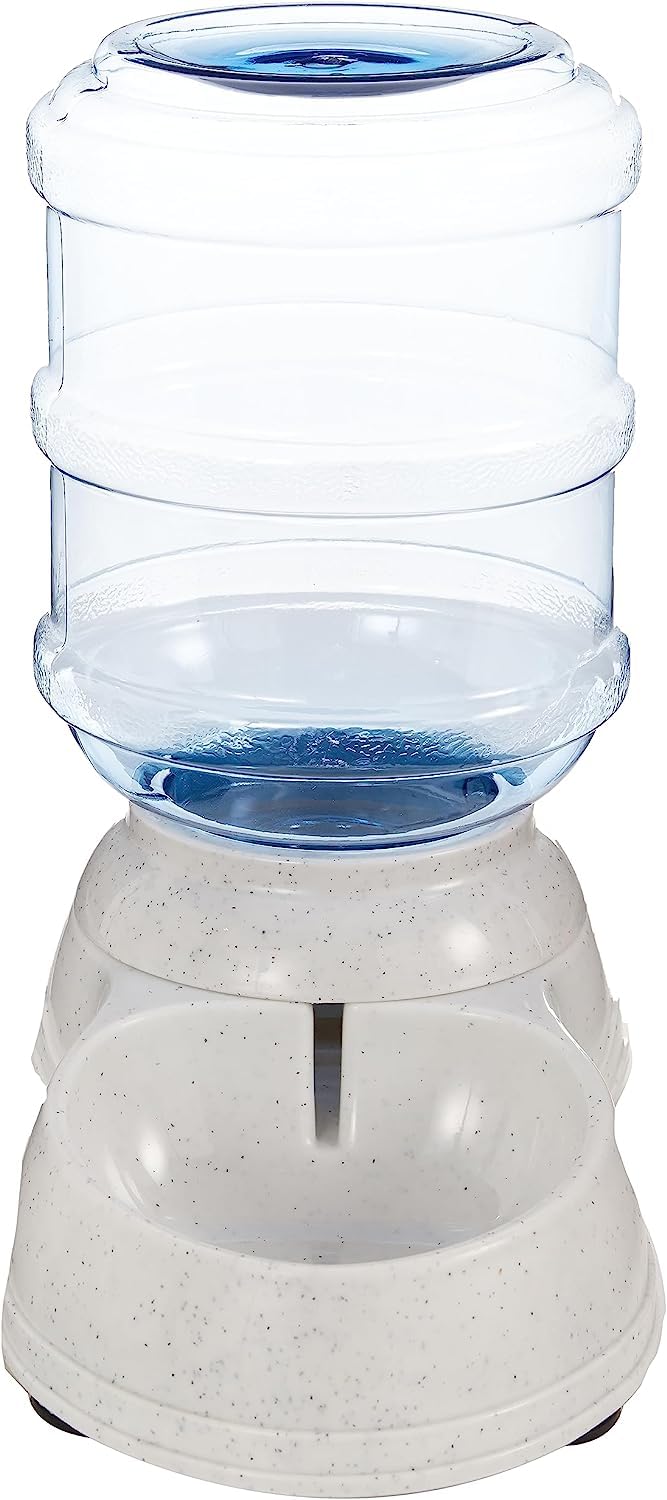 Amazon Basics Gravity Pet Food Feeder for Dogs and Cats, Easy to Clean, Easy to Fill, Removable Lid, 6-Pound Capacity, Small, Gray
