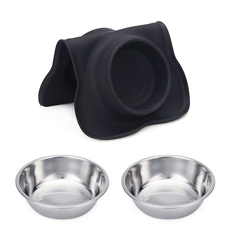Hubulk Pet Dog Bowls 2 Stainless Steel Dog Bowl with No Spill Non-Skid Silicone Mat + Pet Food Scoop Water and Food Feeder Bowls for Feeding Small Medium Large Dogs Cats Puppies (Small, Blue)