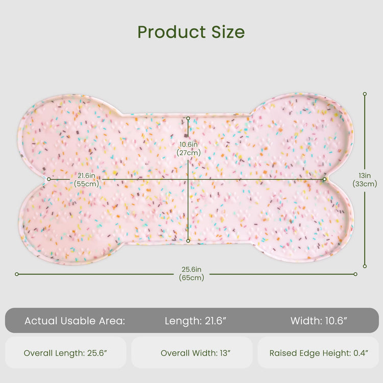 PWTAA Dog Food Mat Anti-Slip Silicone Dog Bowl Mat Thicker Pet Placemat Waterproof Cat Feeder Pad with Raised Edge Puppy Kitten Feeding Mats Suitable Small Medium-Sized Dogs Cats Eating Tray