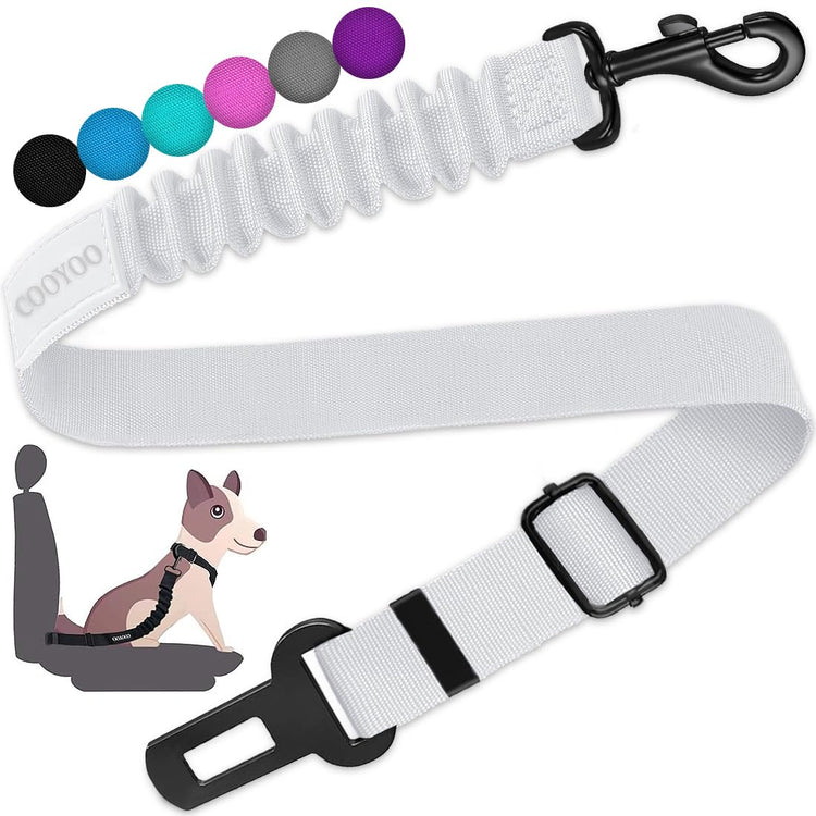 COOYOO Dog Seat Belt, Durability Retractable Dog Car Harness Adjustable Dog Seat Belt for Vehicle Nylon Pet Safety Seat Belts Heavy Duty & Elastic (1 Pack Black)