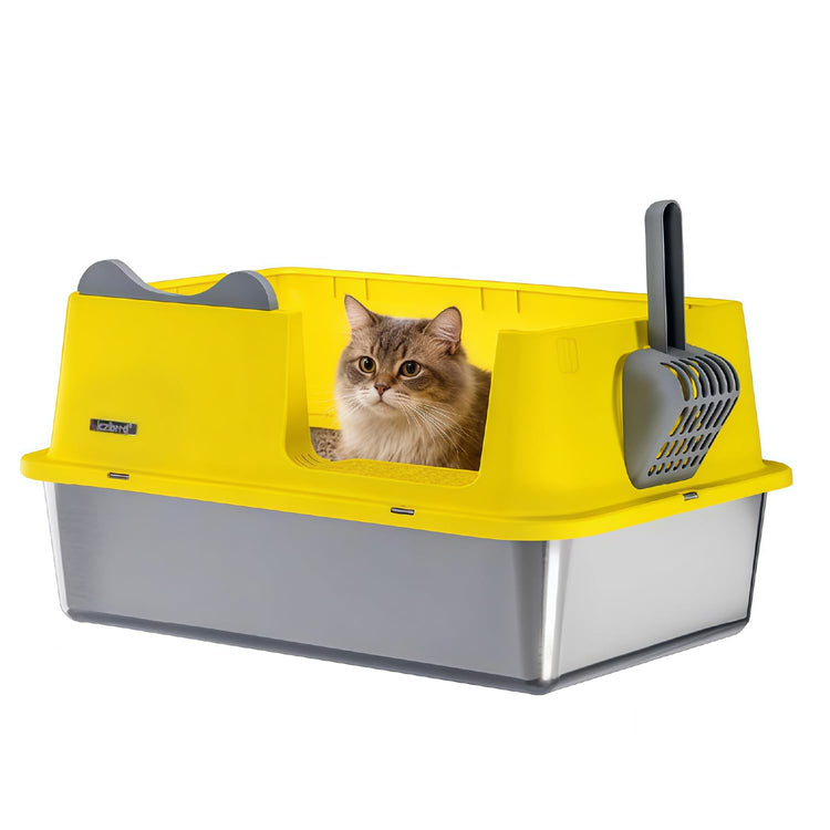 Upgraded Fully Enclosed Cat Litter Box with Lid, Covered Cat Box Enclosure, Anti-Splashing Easy to Clean Kitty Litter Boxes with Drawer, 3 Modes can Use from Kitten to Adult(White&Grey)