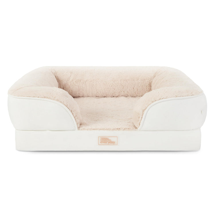 Town & Country Everyday CuddleTown Comfy Solid Bolster Sofa Pet Bed, Supportive & Calming Egg Crate Foam, Non-Slip Bottom, Machine Washable Cover, Grey, Medium 28"x23"x8"