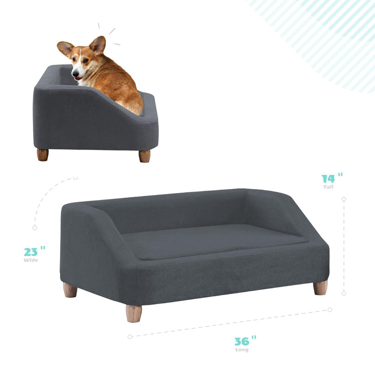 CRITTER SITTERS 33” Faux Suede Ped Bed in Brown, Durable Washable Sofa Couch for Small & Medium Cats & Dogs, Must Have Accessory for Yorkies, Shih Tzus & Frenchies, Kitten & Puppy Essential Furniture