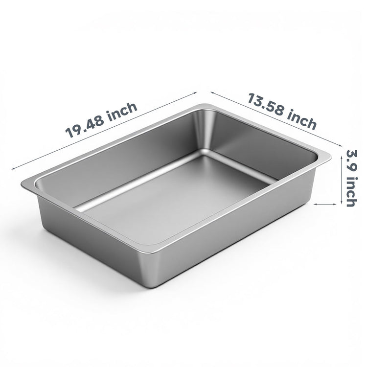 Kirecoo Stainless Steel Cat Litter Box - Metal High Sided Cat Pan, Large Stainless Steel Box, Indoor Litter Tray, Non Stick, No Smell, Easy to Clean, Pet Toilet Supplies for Kitten, Kitty, Rabbit