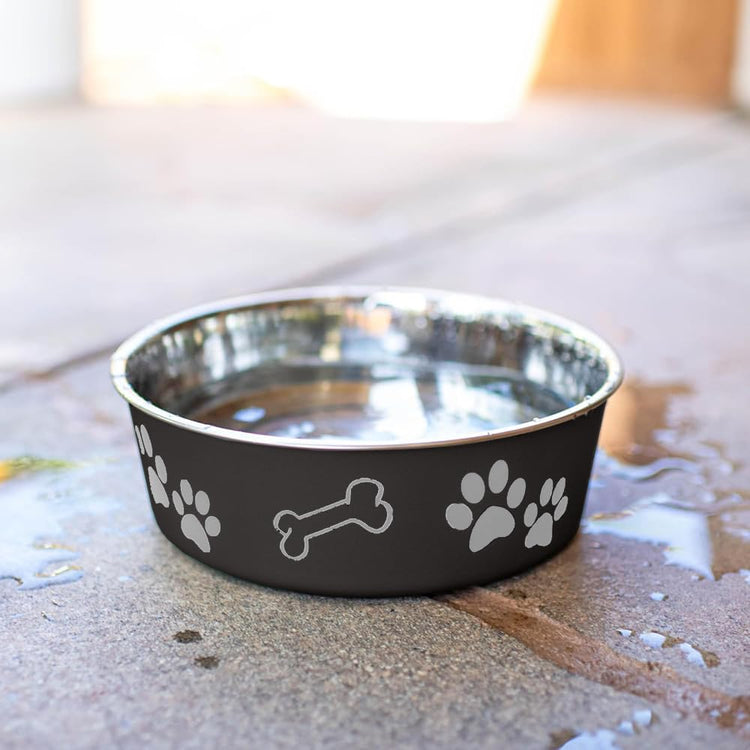Loving Pets Bella Dog Bowls- Stainless Steel Dog & Cat Bowls - Spill Proof Dog Food Bowl, Cat Bowl, Puppy Essentials & Pet Supplies Great for Home & Travel (Medium 20-35 lbs, Blueberry)