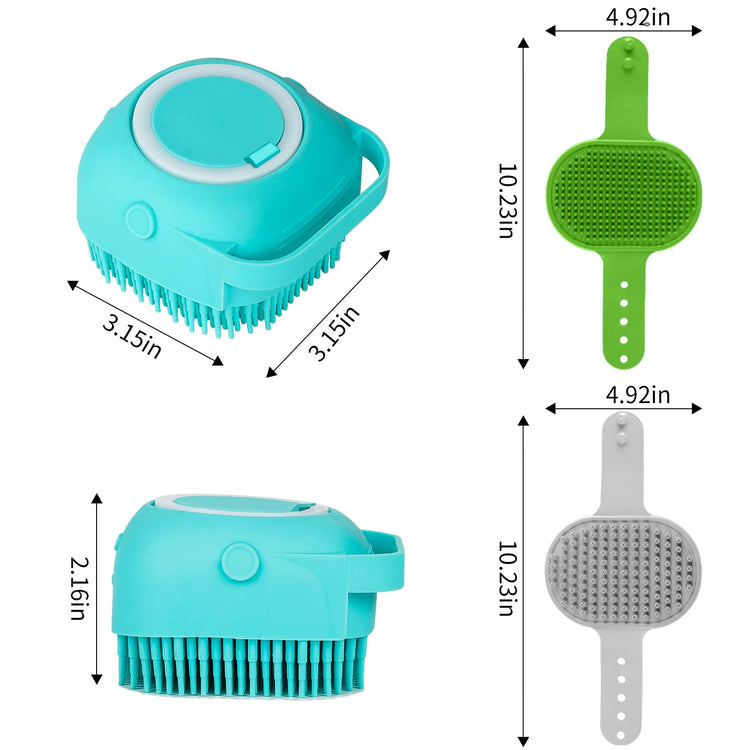 Comotech 6PCS Dog Bath Brush & Dog Toothbrush | Adjustable Handle Shampoo Brush & Scrubber for Short & Long Haired Dogs & Cats | Effectively Solve Odor & Stain Removal Problems (Blue Blue Blue.)