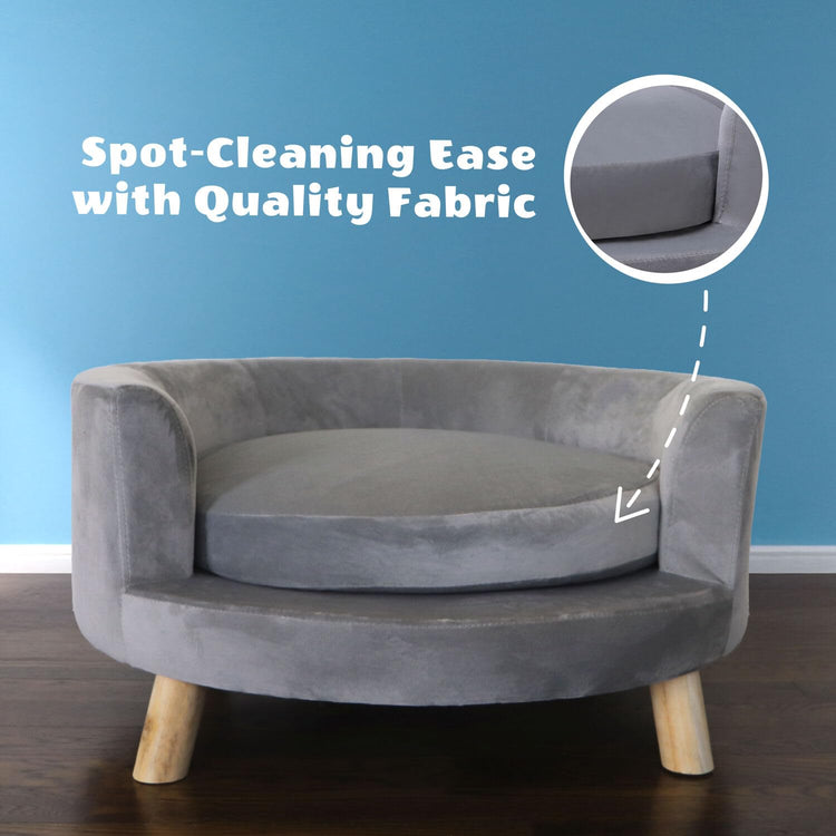 CRITTER SITTERS 33” Faux Suede Ped Bed in Brown, Durable Washable Sofa Couch for Small & Medium Cats & Dogs, Must Have Accessory for Yorkies, Shih Tzus & Frenchies, Kitten & Puppy Essential Furniture