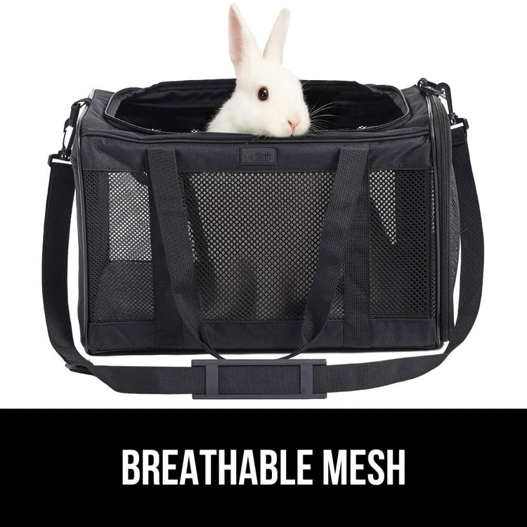 GORILLA GRIP Cat Carrier Travel Bag Up to 15 Lbs, Soft Collapsible Small Dog Carriers, Top and Side Entry Breathable Mesh, Grip Feet on Underside, Cozy Washable Waterproof Pad, Portable Kennel, Black