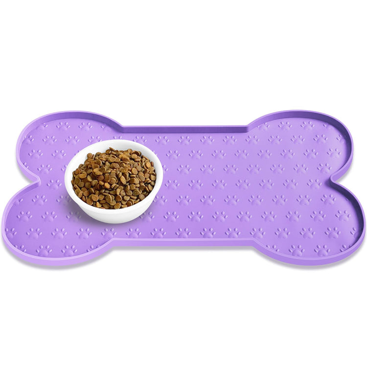 PWTAA Dog Food Mat Anti-Slip Silicone Dog Bowl Mat Thicker Pet Placemat Waterproof Cat Feeder Pad with Raised Edge Puppy Kitten Feeding Mats Suitable Small Medium-Sized Dogs Cats Eating Tray