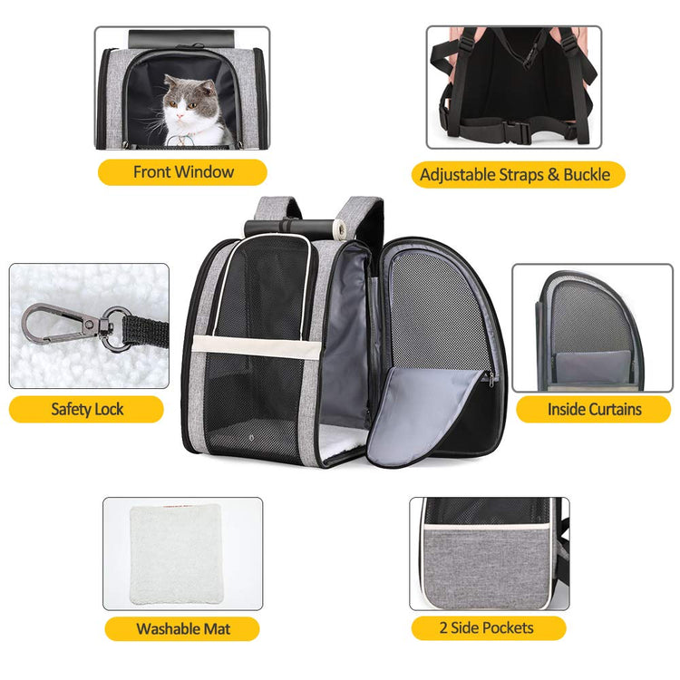 Texsens Innovative Traveler Bubble Backpack Pet Carriers for Cats and Dogs (Black)