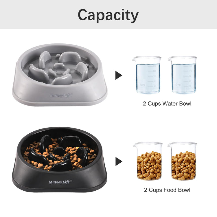 MateeyLife Slow Feeder Dog Bowls 2PCS, Anti-Choking Puzzle Dog Food Bowls, Anti-Slip Interactive Feeding Slow Down Eating, Bloat Stop Maze Dishes for Medium Breeds