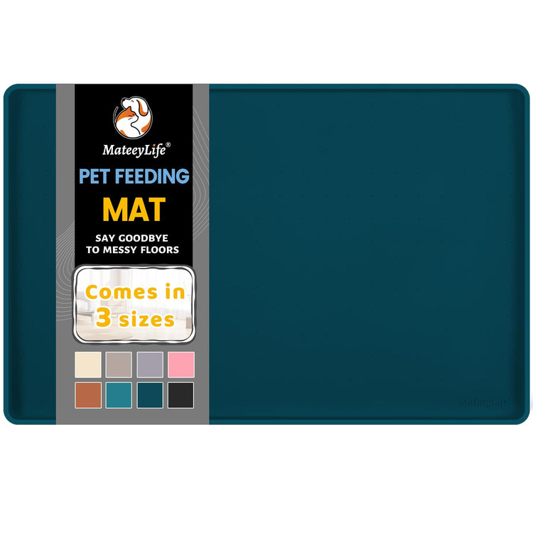 MateeyLife Silicone Cat & Dog Food Mat for Floors Waterproof, Anti-Slip Dog Bowl Mats for Food and Water, Pet Feeding Mats with Lip to Prevent Spills, Pet Placemat for Messy Drinkers to Protect Floors