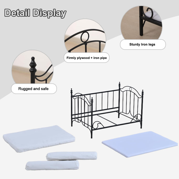 Pet Sofa Bed, Cat Bed,Dog Bed,Cat Couch,Pet Couch,Metal Frame and Detached Velvet Cushion，Cool Dog Couch for Small Cats &Dogs&Puppy Summer Using (White)