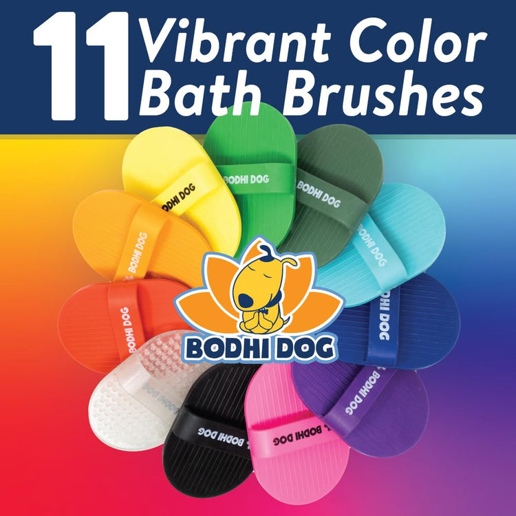 Bodhi Dog Shampoo Brush - Pet Grooming & Bath Supplies for Dogs and Cats - Bath Brush for Long & Short Hair - Premium Scrubber for Shower, Bathing & Massage (One Pack, Silver Glitter)