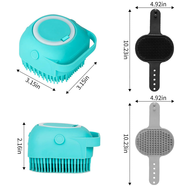Comotech 6PCS Dog Bath Brush & Dog Toothbrush | Adjustable Handle Shampoo Brush & Scrubber for Short & Long Haired Dogs & Cats | Effectively Solve Odor & Stain Removal Problems (Blue Blue Blue.)