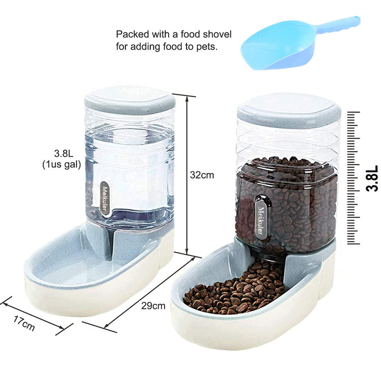 Meikuler Pets Auto Feeder 5.2L,Food Feeder and Water Dispenser Set for Medium & Large Dogs Cats and Pets Animals (Navy)