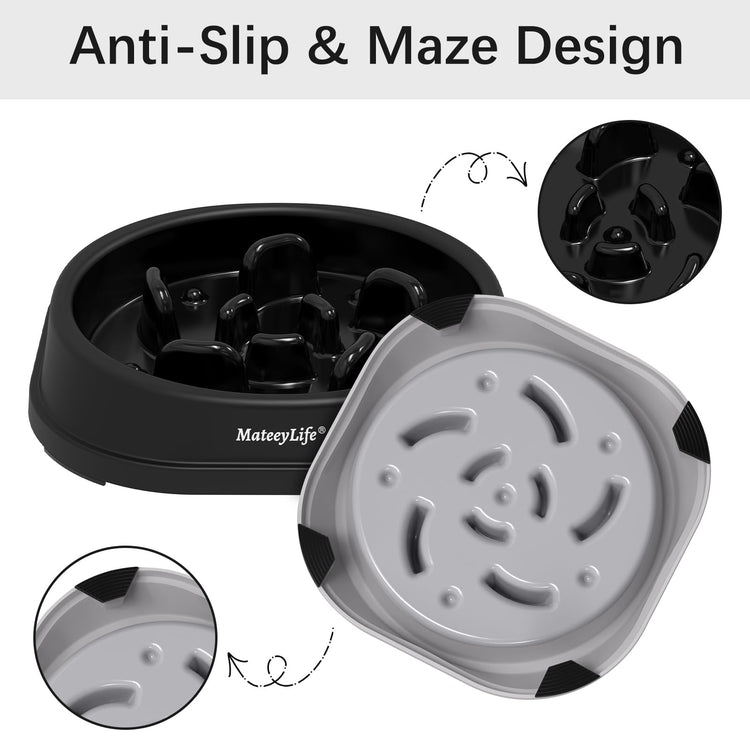 MateeyLife Slow Feeder Dog Bowls 2PCS, Anti-Choking Puzzle Dog Food Bowls, Anti-Slip Interactive Feeding Slow Down Eating, Bloat Stop Maze Dishes for Medium Breeds