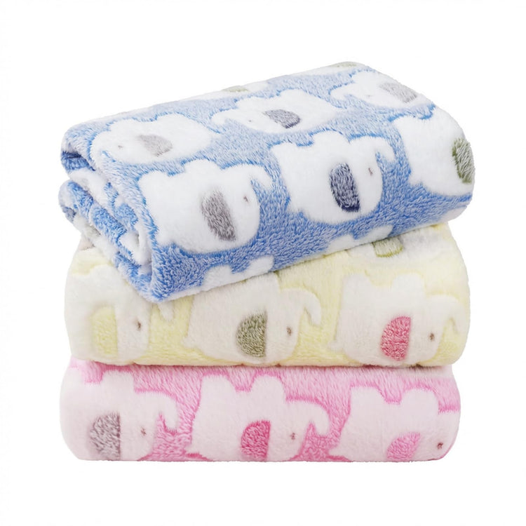LINENLUX 1 Pack 3 Blankets Super Soft Fluffy Premium Fleece Dog Blankets for Puppy Cat Pet Blanket Flannel Throw Warm Sleep Dog Paw 23x16 inches