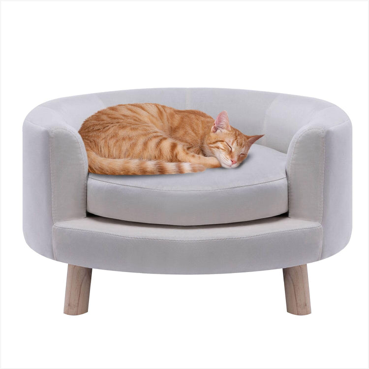 CRITTER SITTERS 33” Faux Suede Ped Bed in Brown, Durable Washable Sofa Couch for Small & Medium Cats & Dogs, Must Have Accessory for Yorkies, Shih Tzus & Frenchies, Kitten & Puppy Essential Furniture