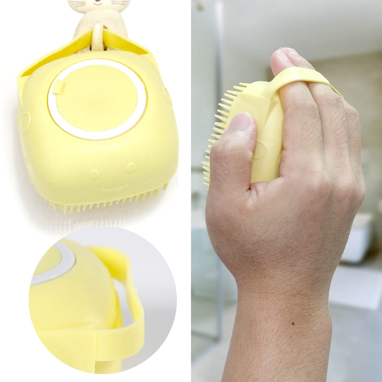 Pet Bath Brush Dog Baths Brush Shampoo Dispenser Soft Silicone Dog Bathing Brushes Dogs Shampoo Brushes scrubbers for Cats and Dogs Shower Brush Grooming (Pink)